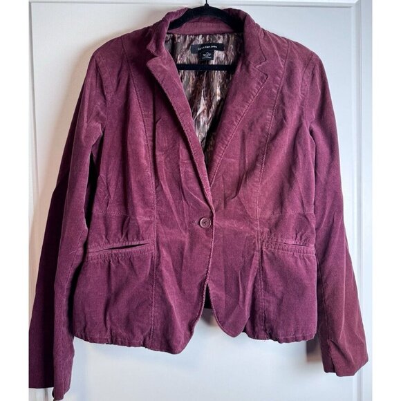 Calvin Klein Jeans Lined Corduroy Blazer Y2K Academia Button Front Burgundy L - Picture 1 of 10